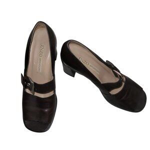ENZO ANGOLINI Brown Leather Buckled Low Heeled Business Casual Cottagecore 8 Sho